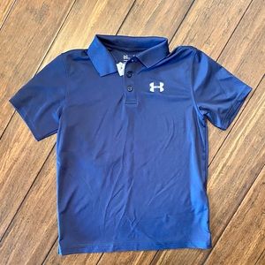 Under Armour Boys Navy Dri Fit Polo Short Sleeve Shirt size Large